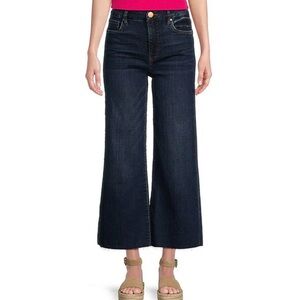 Kut from the Kloth Meg Wide Leg High-Rise Fab Ab Raw Hem Ankle Length Jeans 8